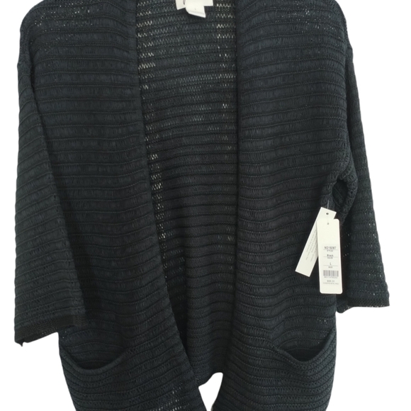 Andrea Jovine Black Knit Open Cardigan Sweater L - Picture 1 of 14